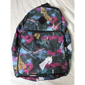 Star Wars Galaxy Print Backpack Chewbacca Darth Vader Large Zip Bag